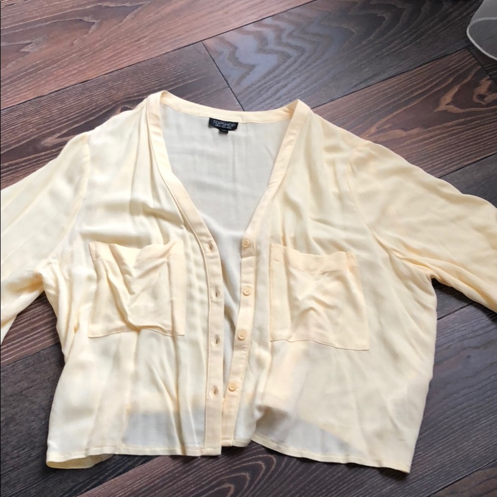 Topshop yellow short sleeve button down